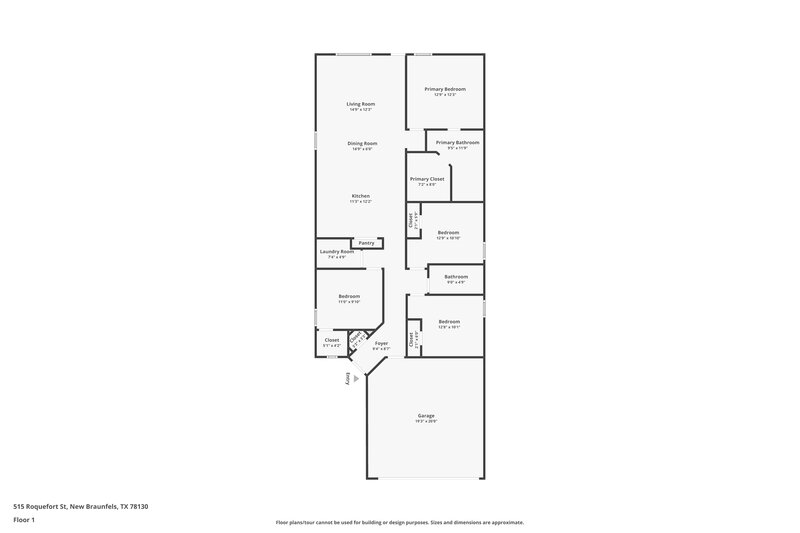 1,675/Mo, 515 Roquefort St New Braunfels, TX 78130 Floorplan View