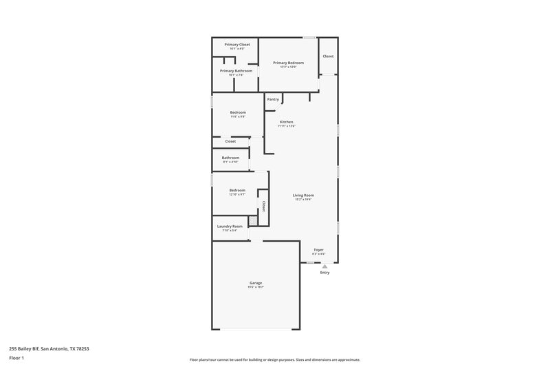 1,570/Mo, 255 Bailey Blf San Antonio, TX 78253 Floor Plan View