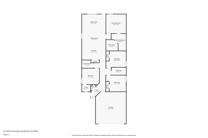 1,400/Mo, 211 Short Cake Aly San Antonio, TX 78253 Floor Plan View