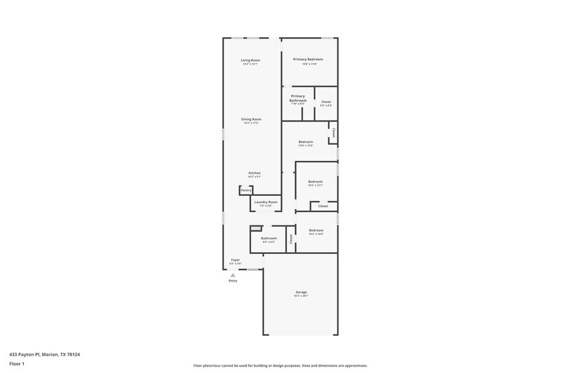 1,535/Mo, 433 Payton Pl Marion, TX 78124 Floor Plan View