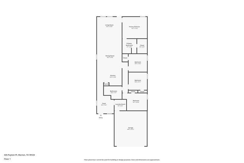 1,740/Mo, 425 Payton Pl Marion, TX 78124 Floor Plan View