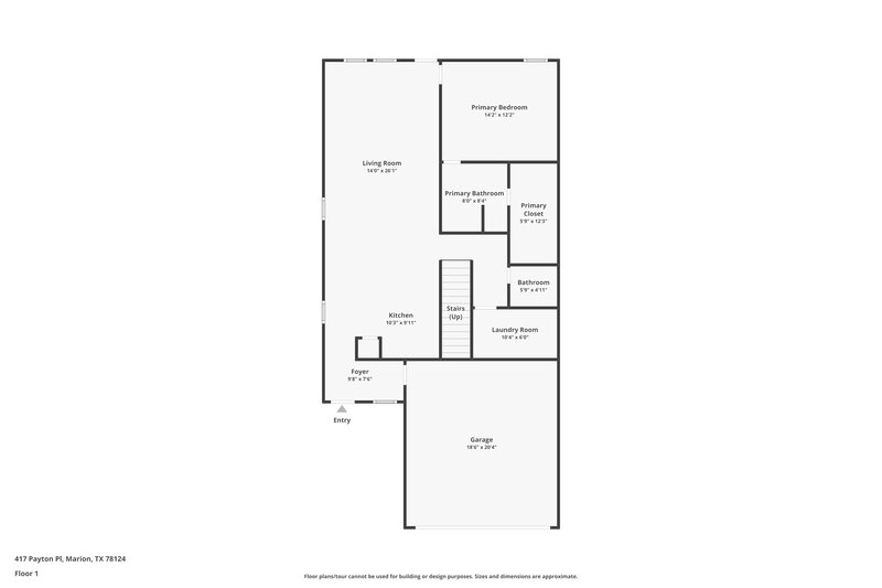 1,770/Mo, 417 Payton Pl Marion, TX 78124 Floorplan View
