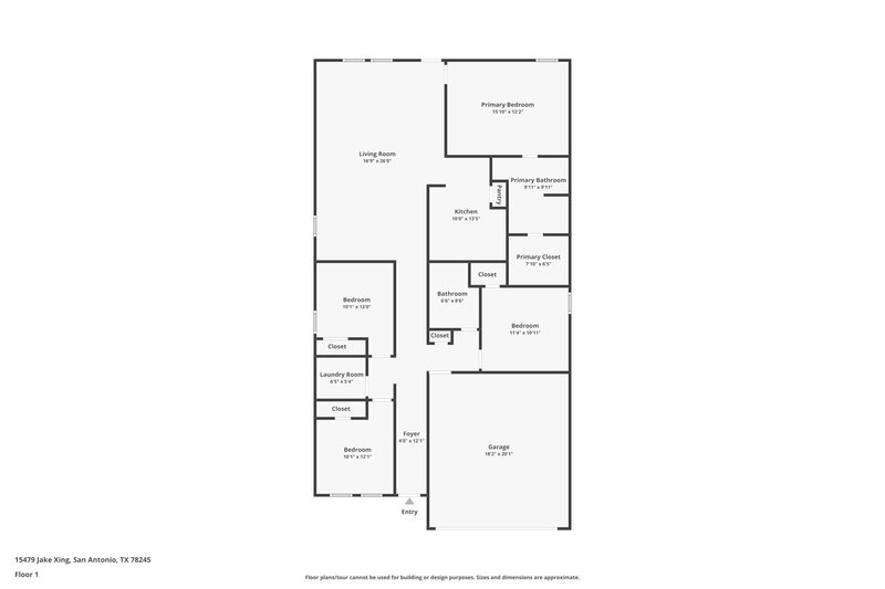 1,465/Mo, 15479 Jake Xing San Antonio, TX 78253 Floor Plan View