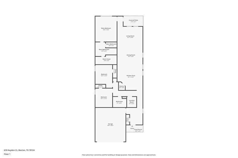 1,675/Mo, 610 Kayden Ct Marion, TX 78124 Floor Plan View