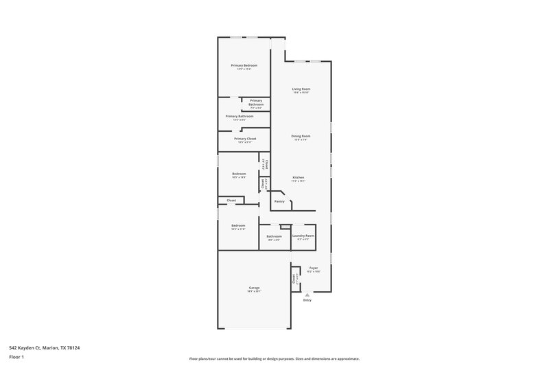 1,770/Mo, 542 Kayden Ct Marion, TX 78124 Floor Plan View