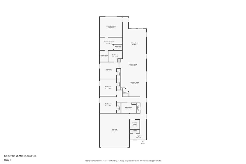 1,860/Mo, 538 Kayden Ct Marion, TX 78124 Floor Plan View