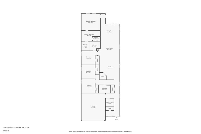 1,845/Mo, 526 Kayden Ct Marion, TX 78124 Floor Plan View
