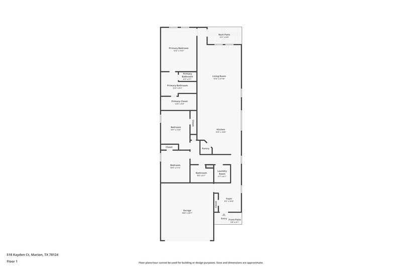 1,705/Mo, 518 Kayden Ct Marion, TX 78124 Floor Plan View