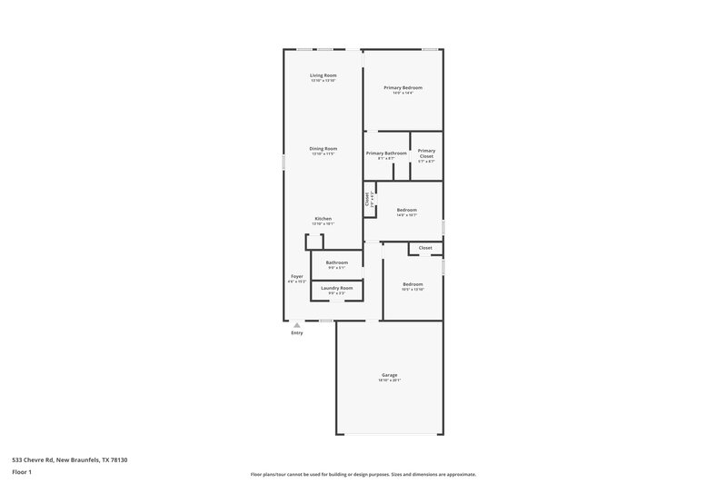 1,320/Mo, 533 Chevre Rd New Braunfels, TX 78130 Floor Plan View