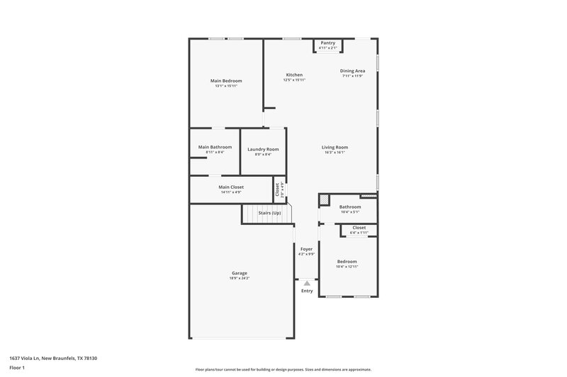 1,870/Mo, 1637 Viola Ln New Braunfels, TX 78130 Floor Plan View