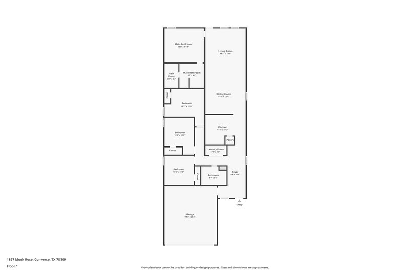 1,795/Mo, 1867 Musk Rose Converse, TX 78109 Floor Plan View
