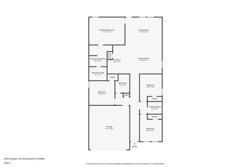 1,490/Mo, 2234 Croaker Crk San Antonio, TX 78253 Floor Plan View