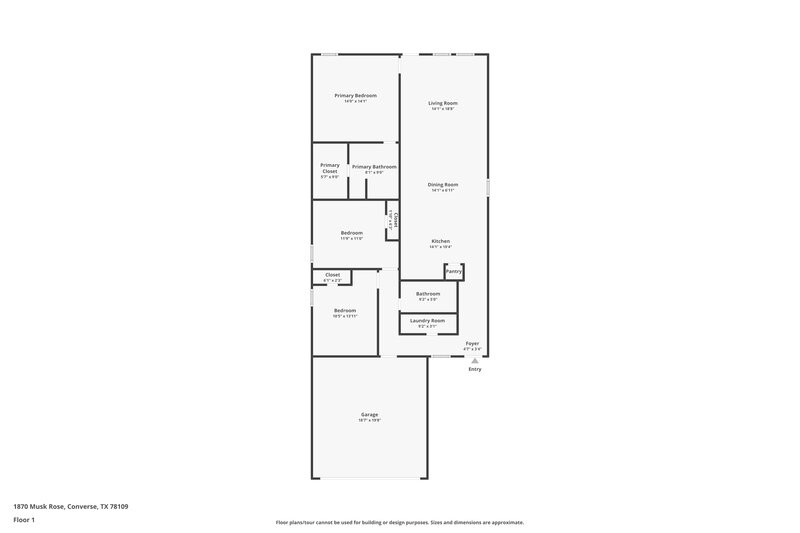 1,355/Mo, 1870 Musk Rose Converse, TX 78109 Floor Plan View