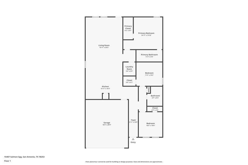 1,435/Mo, 15407 Salmon Spg San Antonio, TX 78253 Floor Plan View