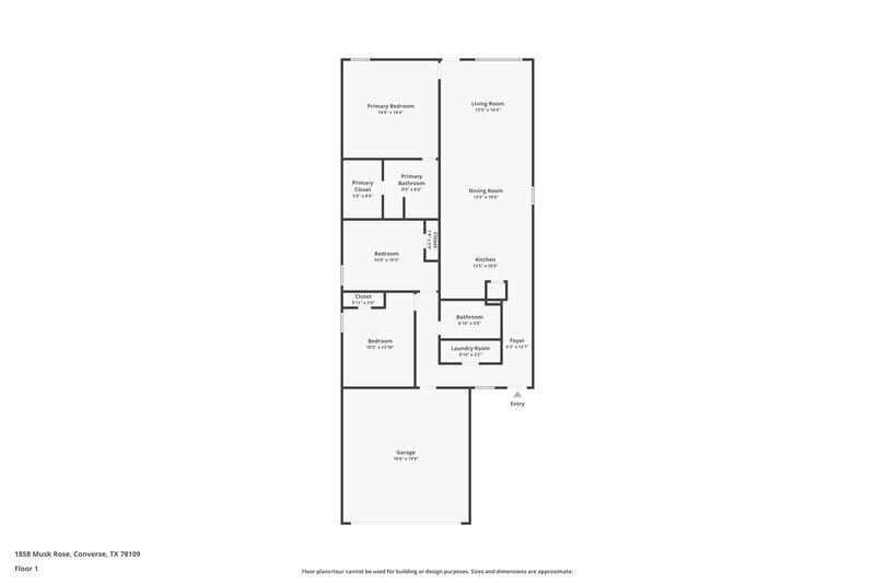 1,695/Mo, 1858 Musk Rose Converse, TX 78109 Floor Plan View