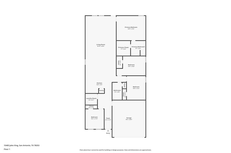 1,515/Mo, 15483 Jake Xing San Antonio, TX 78253 Floor Plan View