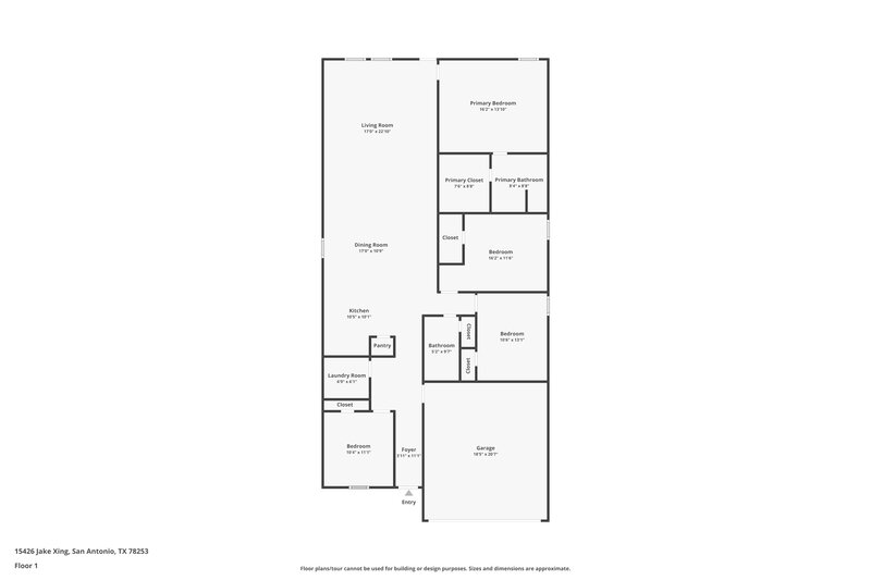 1,630/Mo, 15426 Jake Xing San Antonio, TX 78253 Floor Plan View