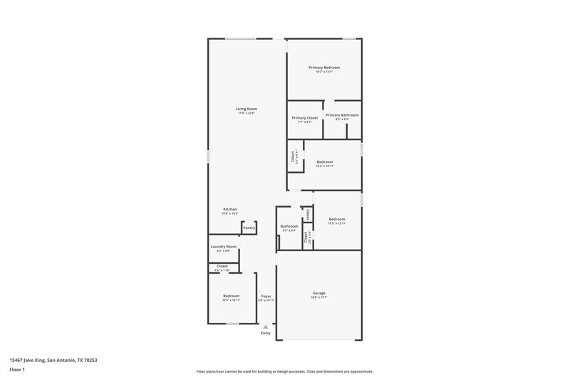 1,470/Mo, 15467 Jake Xing San Antonio, TX 78253 Floor Plan View