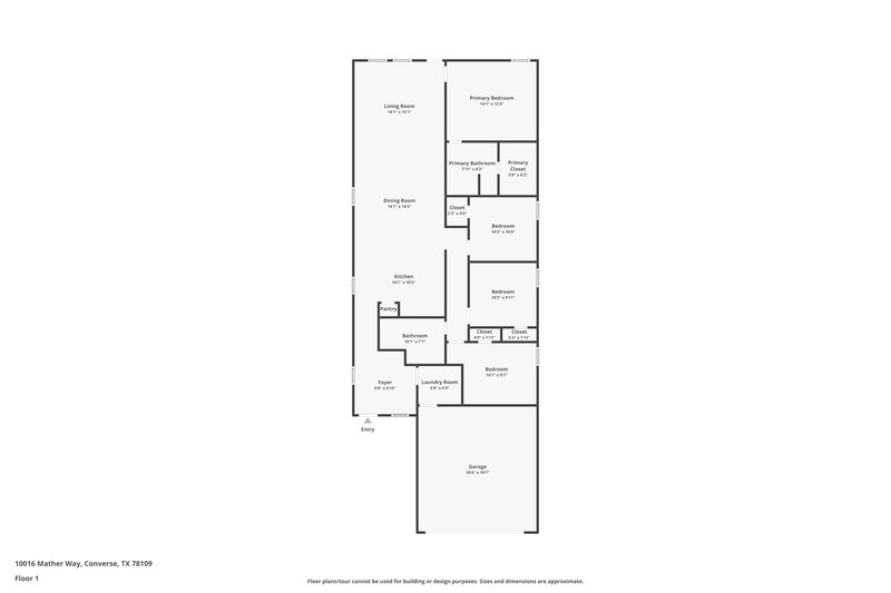 1,505/Mo, 10016 Mather Way Converse, TX 78109 Floor Plan View
