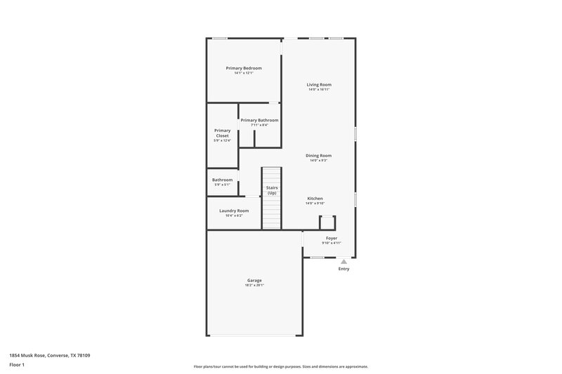 1,525/Mo, 1854 Musk Rose Converse, TX 78109 Floor Plan View