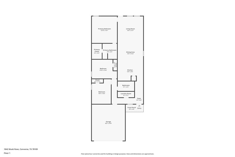 1,440/Mo, 1842 Musk Rose Converse, TX 78109 Floor Plan View
