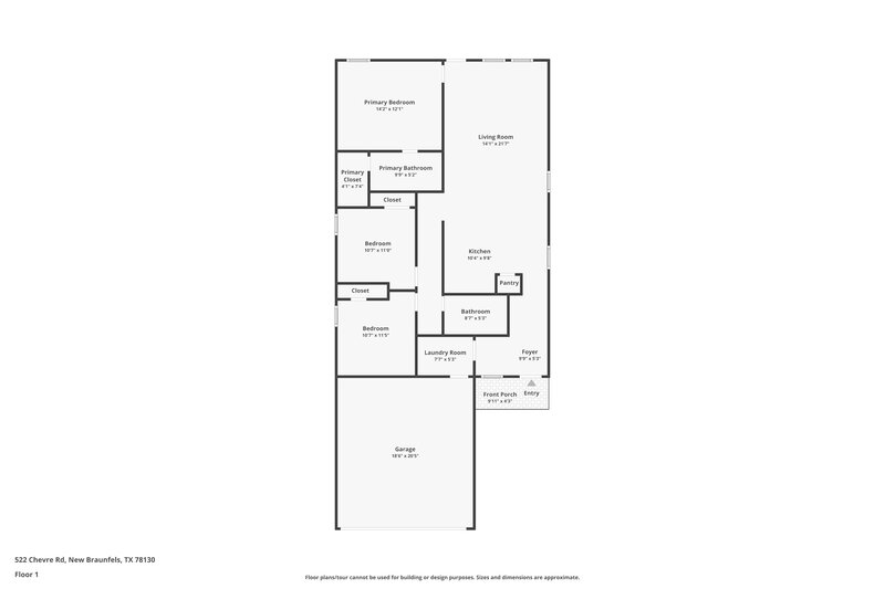 1,520/Mo, 522 Chevre Rd New Braunfels, TX 78130 Floor Plan View