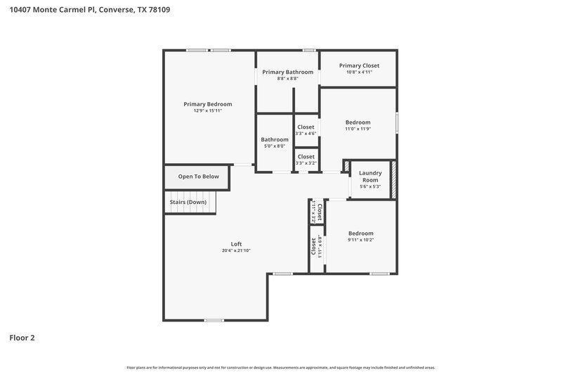2,085/Mo, 10407 Monte Carmel Pl Converse, TX 78109 Floor Plan View