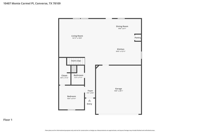 2,085/Mo, 10407 Monte Carmel Pl Converse, TX 78109 Floor Plan View 2