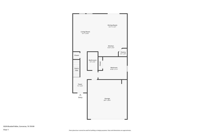 1,815/Mo, 5539 Bluebell Mdw Converse, TX 78109 Floor Plan View