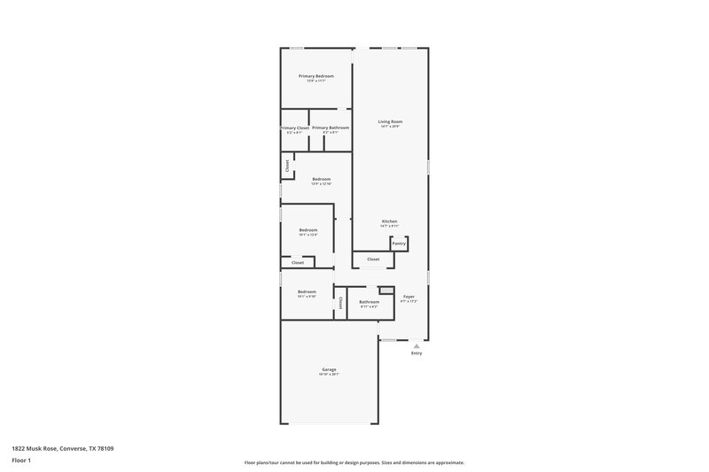 1,515/Mo, 1822 Musk Rose Converse, TX 78109 Floor Plan View
