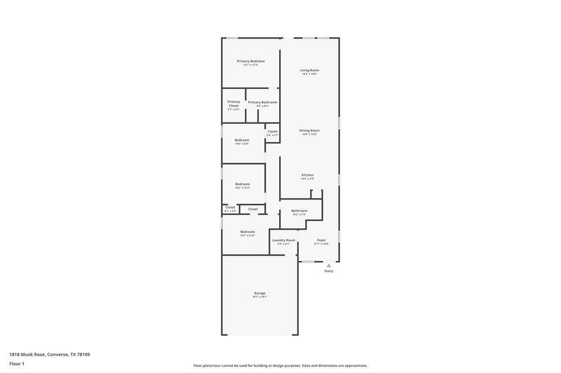 1,405/Mo, 1818 Musk Rose Converse, TX 78109 Floor Plan View