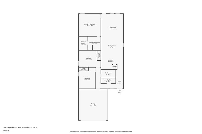 1,500/Mo, 544 Roquefort St New Braunfels, TX 78130 Floor Plan View
