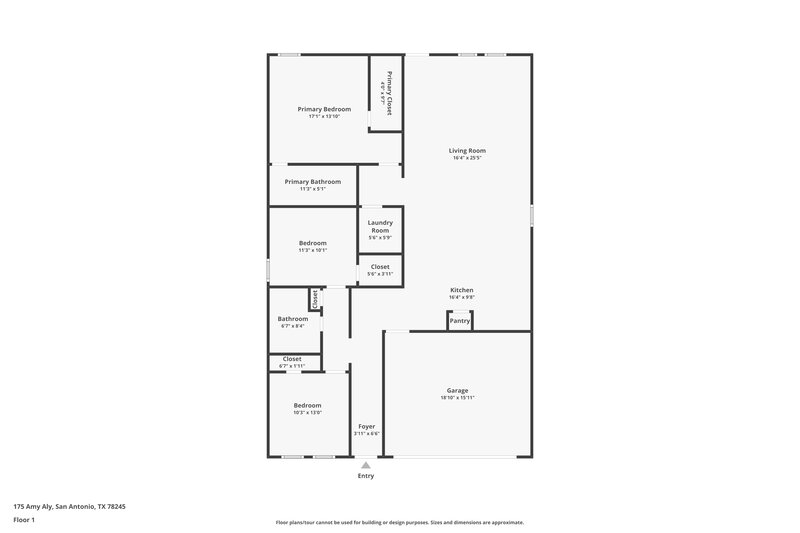 1,530/Mo, 175 Amy Aly San Antonio, TX 78253 Floor Plan View