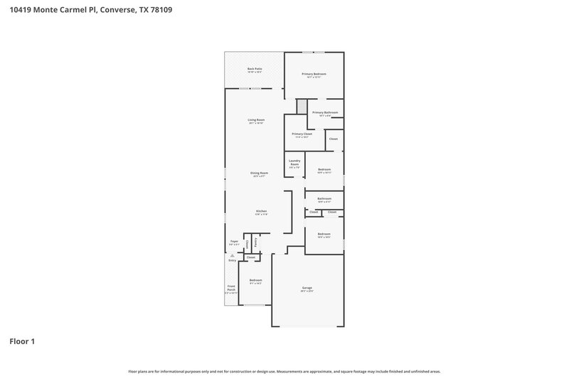 1,895/Mo, 10419 Monte Carmel Pl Converse, TX 78109 Floor Plan View