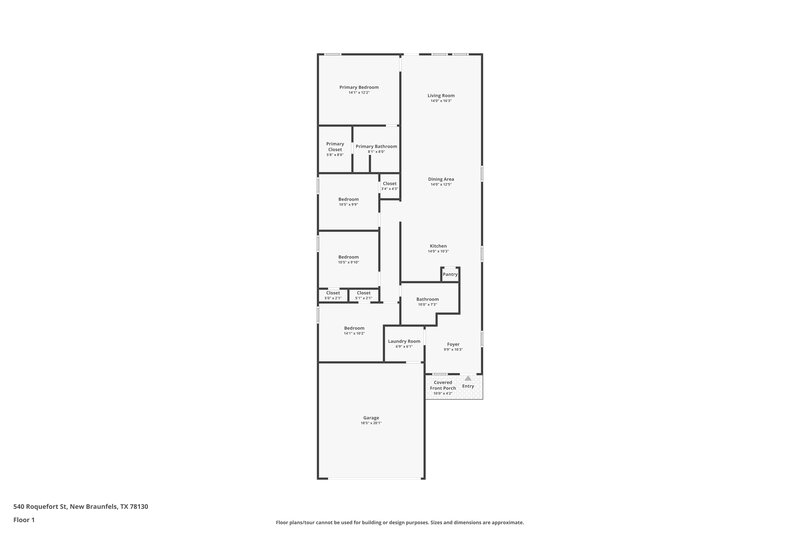 1,650/Mo, 540 Roquefort St New Braunfels, TX 78130 Floor Plan View