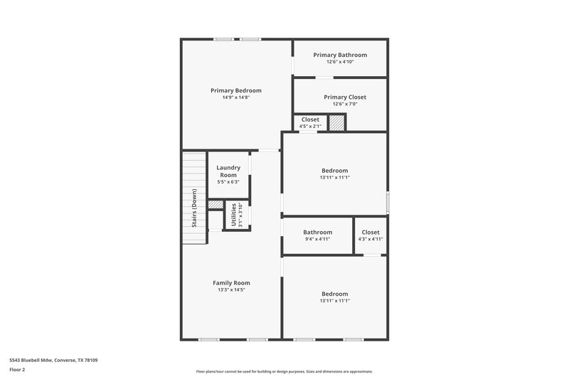 1,555/Mo, 5543 Bluebell Mdw Converse, TX 78109 Floor Plan View 2