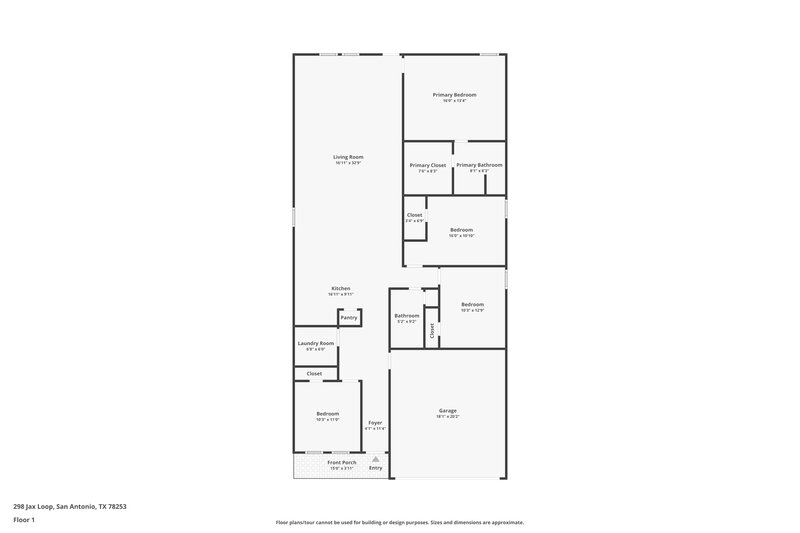 1,605/Mo, 298 Jax Loop San Antonio, TX 78253 Floor Plan View