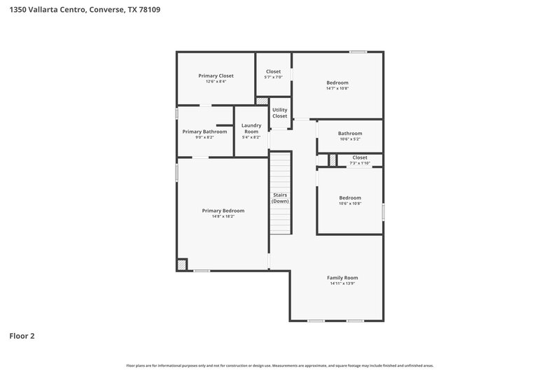 2,290/Mo, 1350 Vallarta Centro Converse, TX 78109 Floor Plan View 2