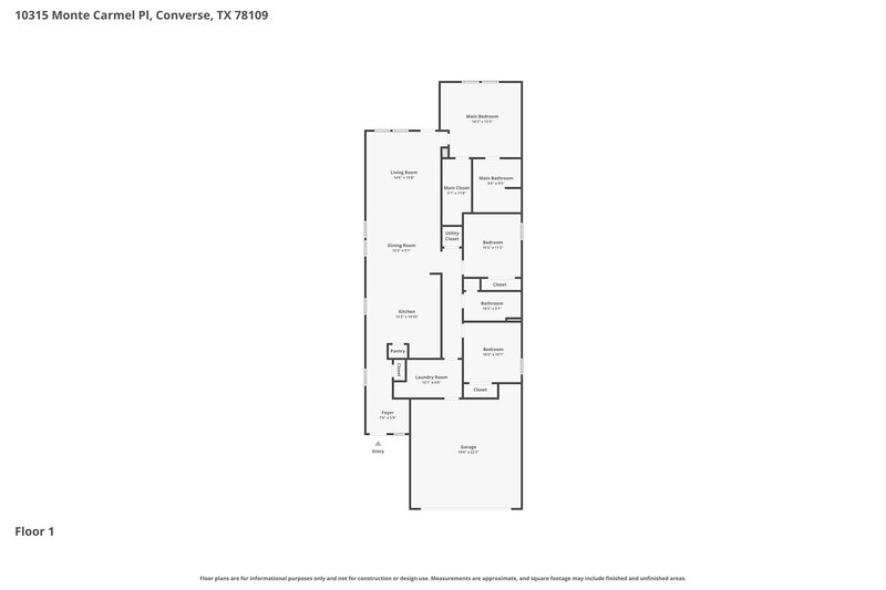 1,710/Mo, 10315 Monte Carmel Pl Converse, TX 78109 Floor Plan View