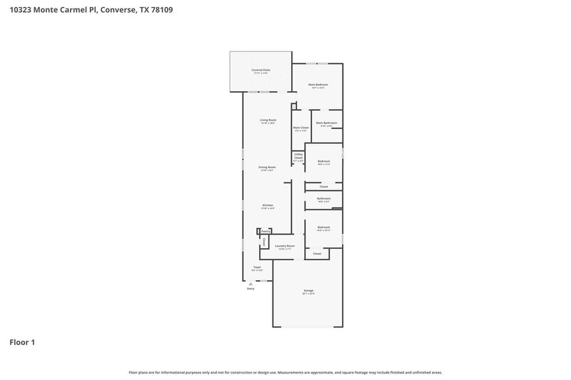 1,710/Mo, 10323 Monte Carmel Pl Converse, TX 78109 Floor Plan View
