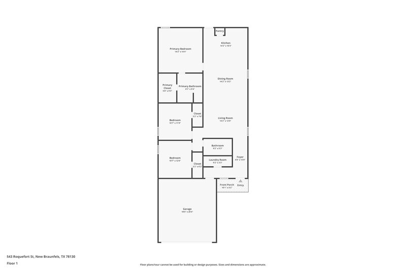 1,635/Mo, 543 Roquefort St New Braunfels, TX 78130 Floor Plan View