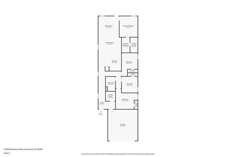 1,485/Mo, 11524 Chestnut Rose Converse, TX 78109 Floor Plan View