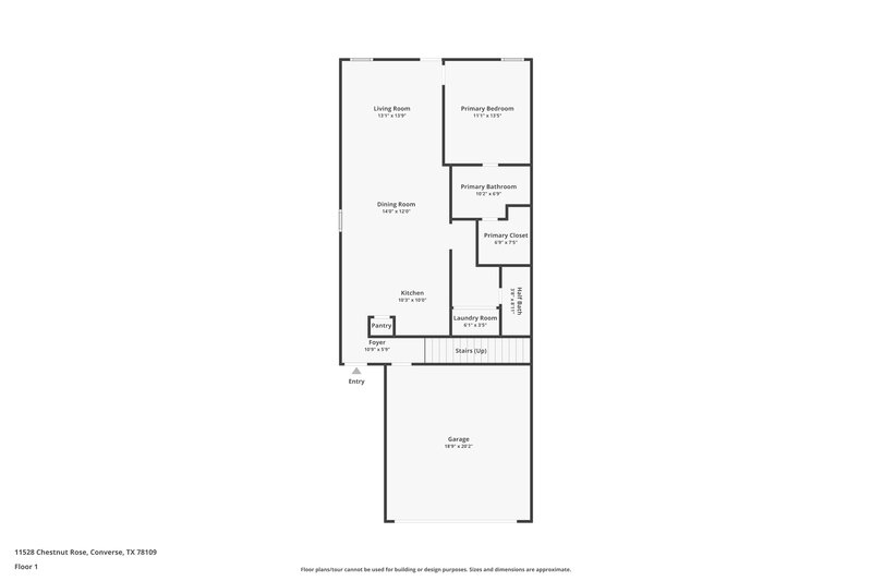 1,505/Mo, 11528 Chestnut Rose Converse, TX 78109 Floor Plan View