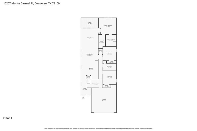 1,710/Mo, 10207 Monte Carmel Pl Converse, TX 78109 Floor Plan View