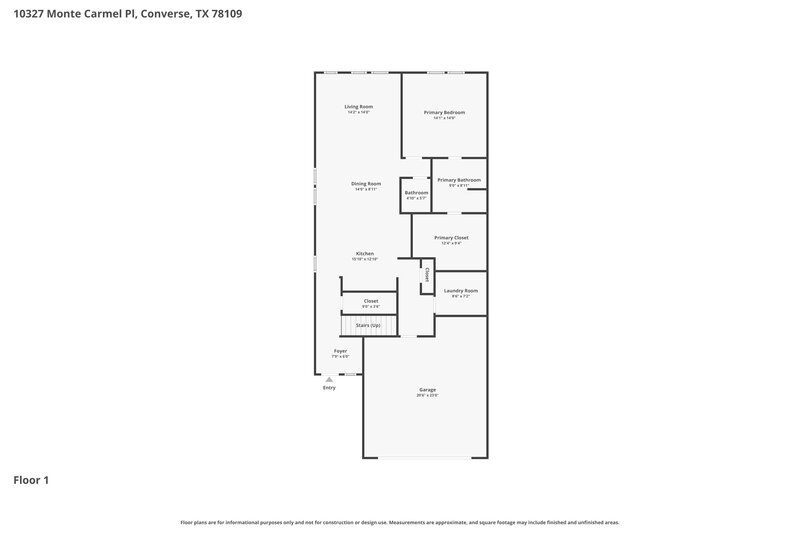 2,140/Mo, 10327 Monte Carmel Pl Converse, TX 78109 Floor Plan View