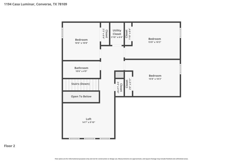 1,980/Mo, 1194 Casa Luminar Converse, TX 78109 Floorplan View 2