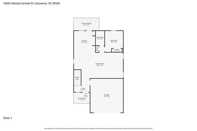 2,035/Mo, 10307 Monte Carmel Pl Converse, TX 78109 Floor Plan View