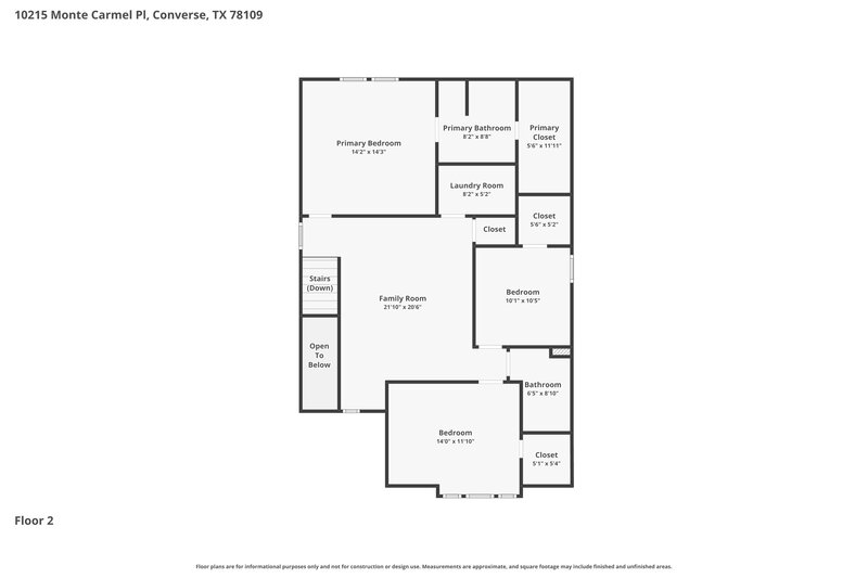 2,035/Mo, 10215 Monte Carmel Pl Converse, TX 78109 Floor Plan View 2