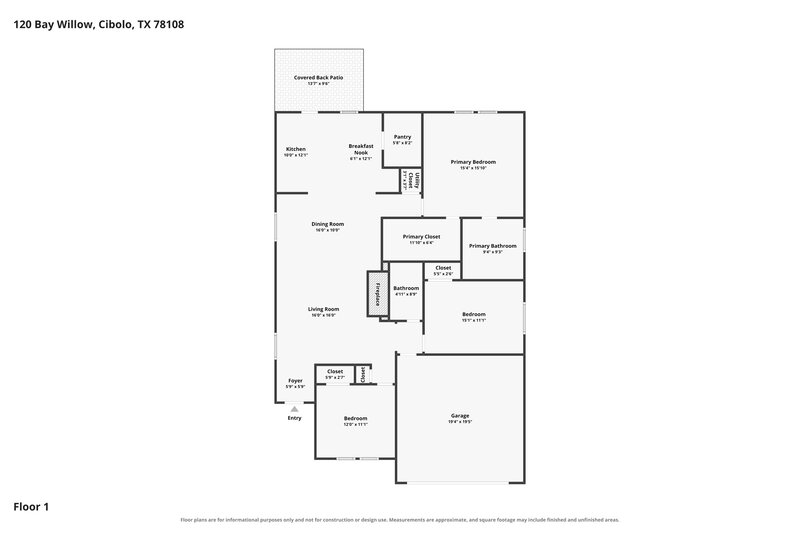 1,740/Mo, 120 Bay Willow Cibolo, TX 78108 Floor Plan View