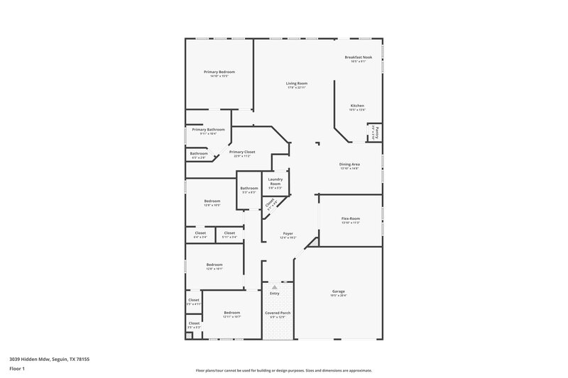 2,050/Mo, 3039 Hidden Meadow Seguin, TX 78155 Floor Plan View